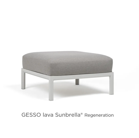 Nardi Maximo Pouf modular seating element, outdoor Gesso Lavanarda fabric, versatile footstool for luxury outdoor sofa setup.