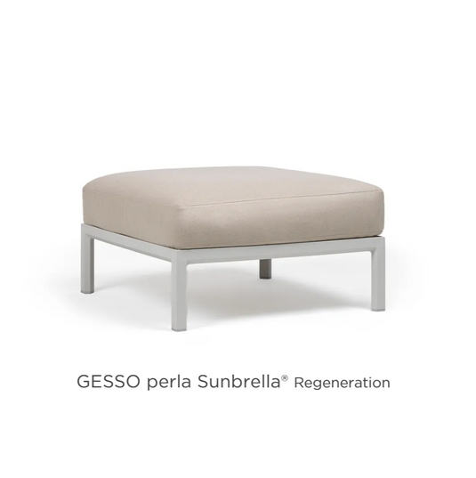 Nardi Maximo Pouf modular seating element in white, part of a luxury outdoor sofa set, suitable as a footstool or seating piece.