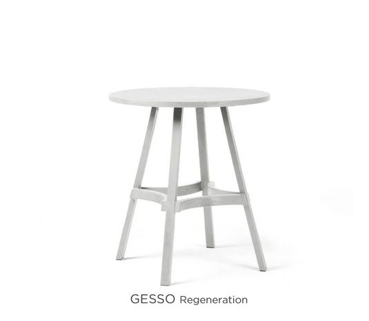 Nardi Regen Combo 60 outdoor furniture set featuring a white table with a smooth surface and matching chairs for outdoor dining.
