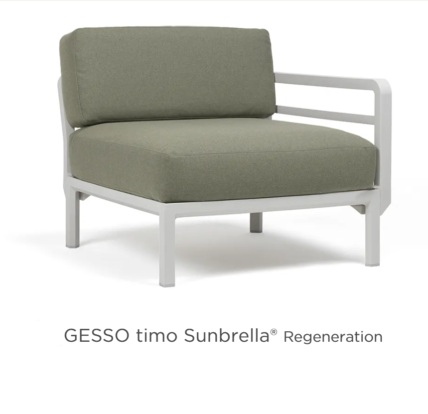 Nardi Maximo Modular End Sofa in Gesso fabric, left or right configuration, stylish corner seating for outdoor terrace.