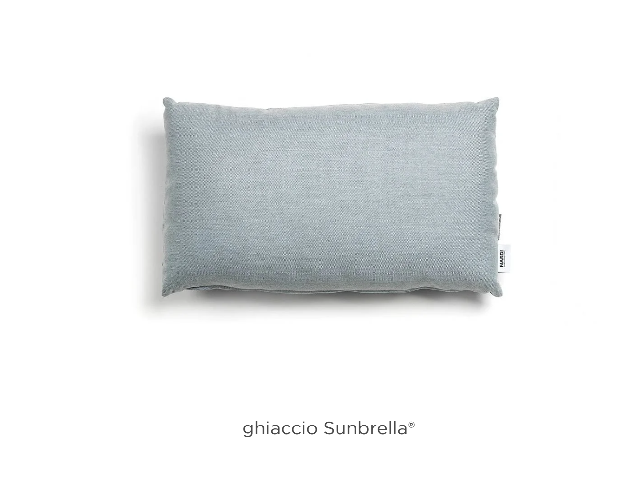 Nardi rectangular outdoor cushion in light Ghiaccio color, suitable for patio furniture, with soft fabric and plush filling.
