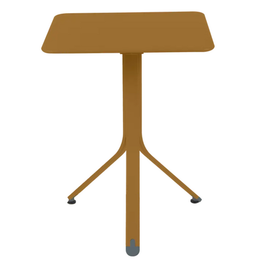 Fermob Rest'O folding outdoor table in gingerbread color, 57x57cm metal table with compact design for outdoor use