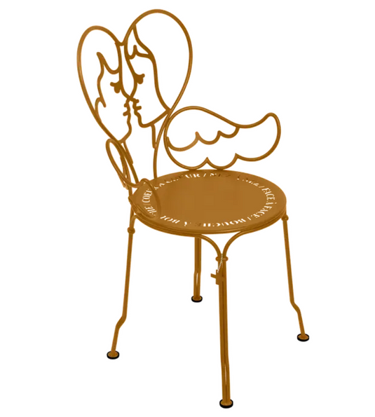 Fermob ANGE metal chair in ginger bread color, outdoor furniture with a sleek, modern design and sturdy metal construction.