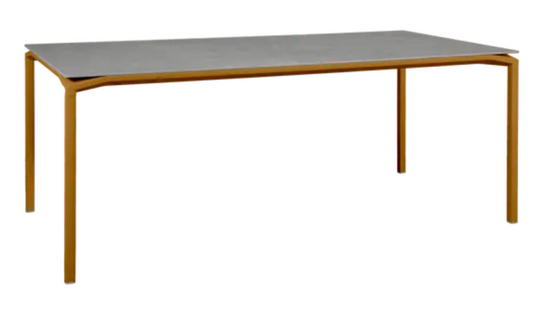 Load image into Gallery viewer, Fermob CALVI Kreta mineral dining table, 195 x 95 cm, eight-seater with gingerbread-colored concrete tabletop, outdoor furniture.
