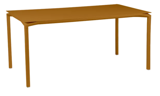 Fermob CALVI rectangular kitchen table, 160x80 cm, six seater with gingerbread finish, ideal for dining spaces.