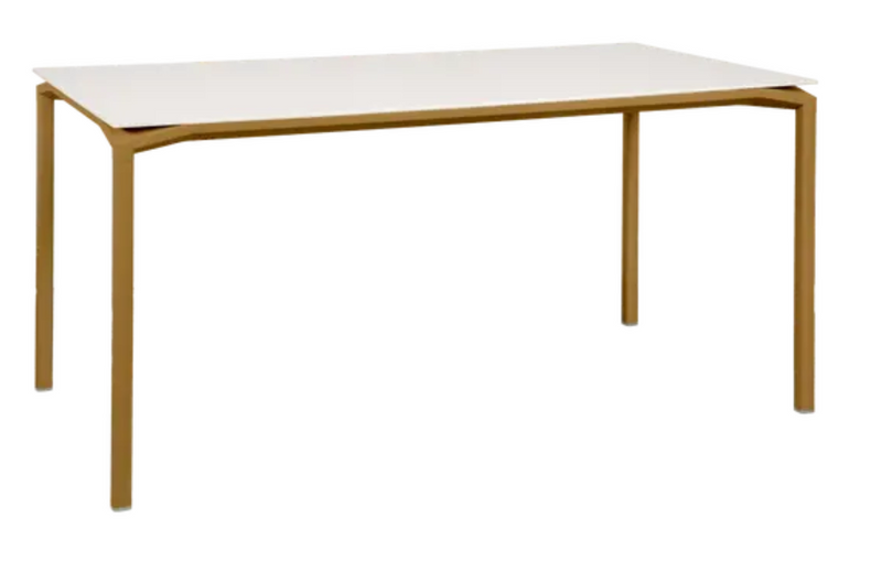 Load image into Gallery viewer, Fermob CALVI AERIS mineral dining table, 160x80 cm, six-seater with gingerbread-colored surface and sleek modern design.
