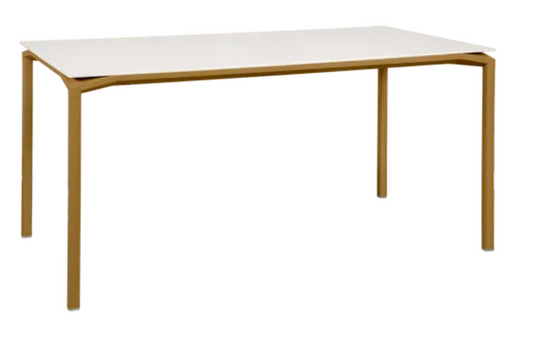 Fermob CALVI AERIS mineral dining table, 160x80 cm, six-seater with gingerbread-colored surface and sleek modern design.