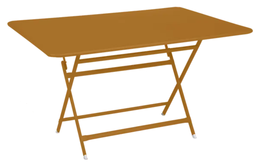 Fermob Caractère outdoor foldable metal table in gingerbread color, 128x90 cm, six-seater with a sturdy design for outdoor dining.