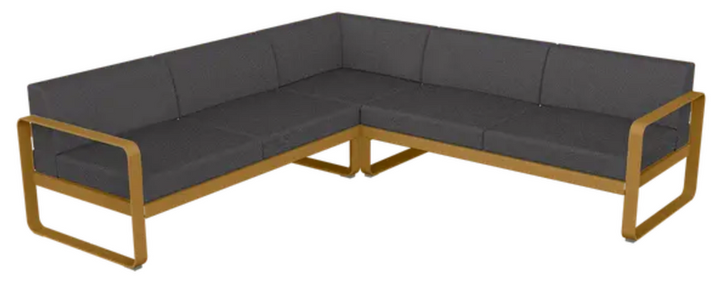 Load image into Gallery viewer, Fermob Bellevie Composition 2 outdoor lounge sofa set with grey and graphite cushions, perfect for stylish garden seating
