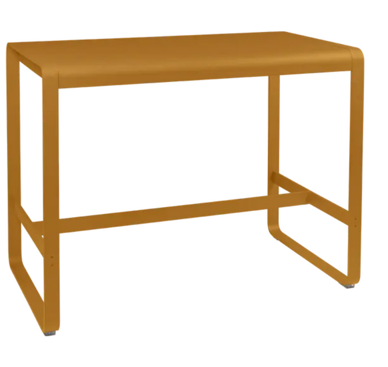 Load image into Gallery viewer, Fermob Bellevie high lounge table in gingerbread color, 140x80 cm, outdoor metal furniture for patio or garden spaces.
