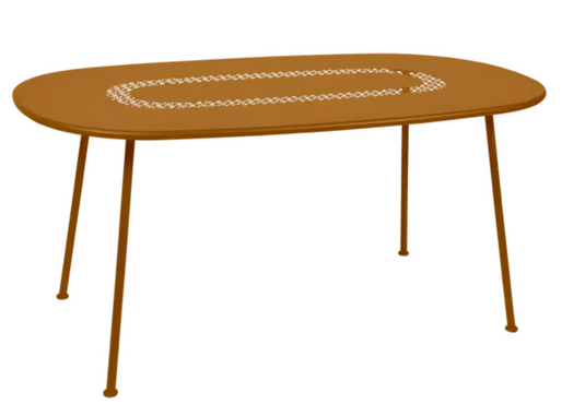 Fermob LORETTE Oval Metal Table in gingerbread finish, 160x90 cm outdoor dining table with a sleek design