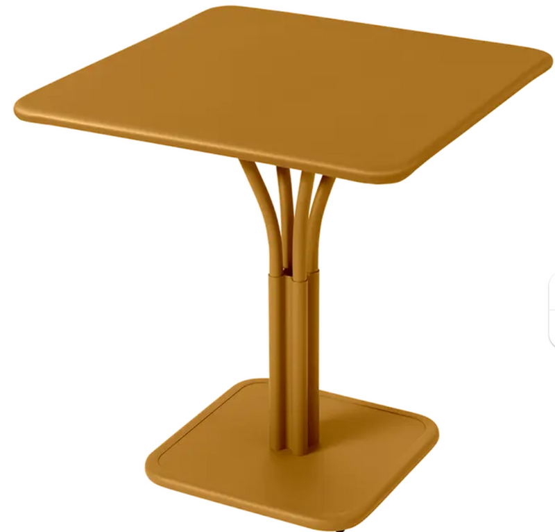 Load image into Gallery viewer, Fermob Luxembourg metal table with a solid top, 71x71 inches, outdoor aluminum furniture for dining or patio use
