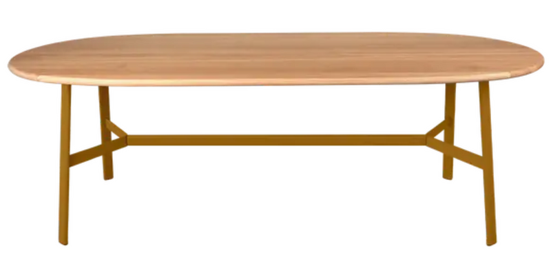 Load image into Gallery viewer, Fermob SO'O Oval Oak Dining Table, 220 x 95 cm, solid wood, 8-seater with a warm gingerbread finish.
