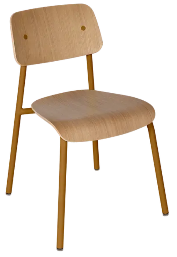 Load image into Gallery viewer, Fermob Studie Oak Chair with a natural wooden finish, suitable for office, restaurant, or home settings.
