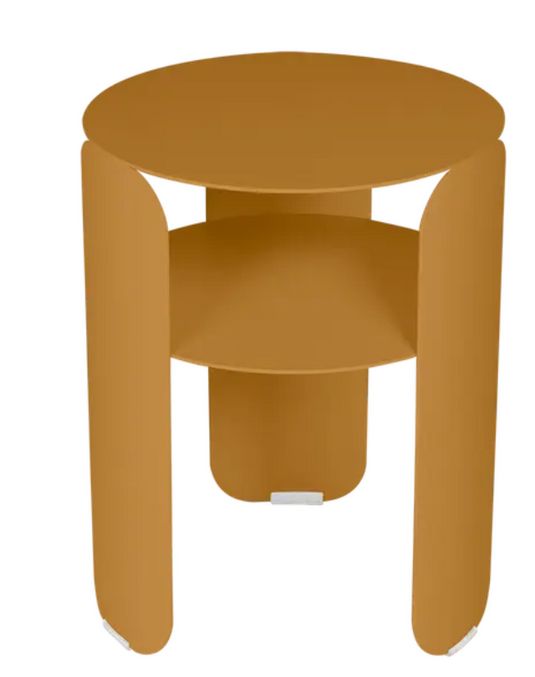 Fermob Bebop Side Table with a 35cm diameter, anthracite metal tabletop, outdoor offset table with sleek modern design.