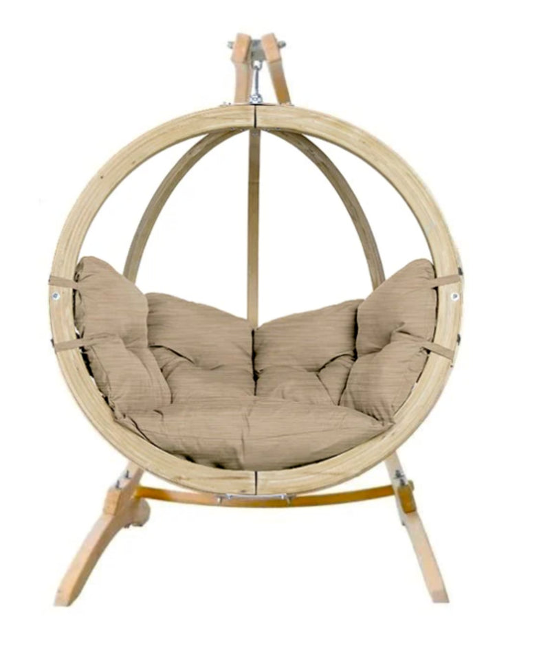 Load image into Gallery viewer, Globe Wood Hanging Chair &amp; Stand Set - Custom Wood Designs Globe Wood Hanging Chair &amp; Stand Set made from [material] – Ideal for [use_case] | Custom Wood Designs
