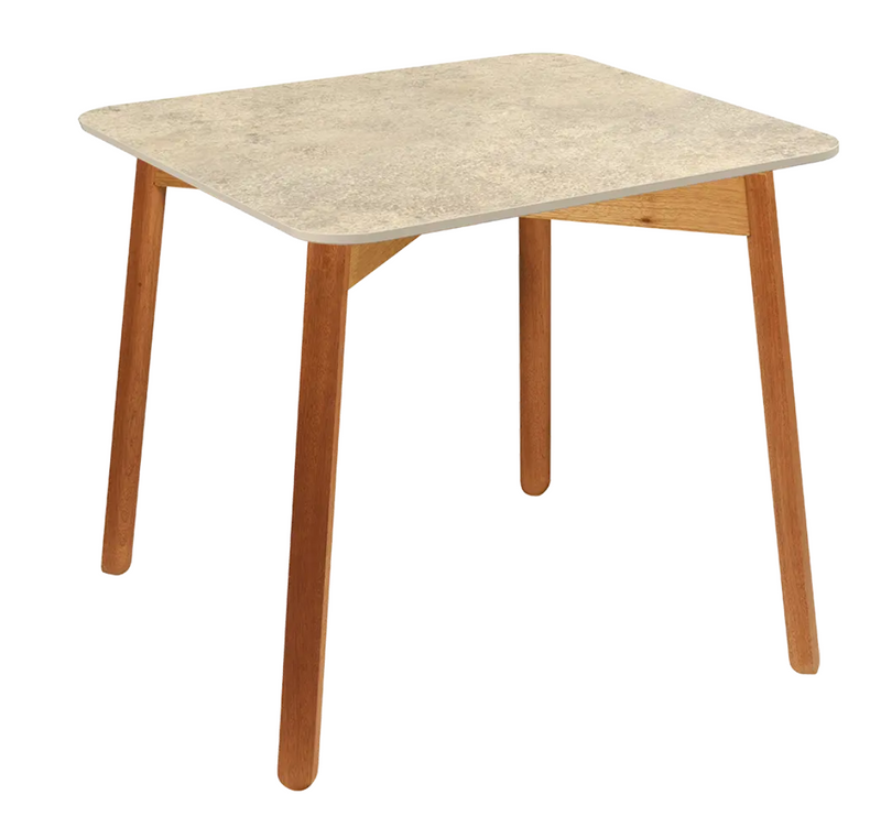 Load image into Gallery viewer, Outdoor Fermob GORDES teak dining table, 80x80 cm, with a sleek design and sturdy wooden surface for outdoor dining setup.
