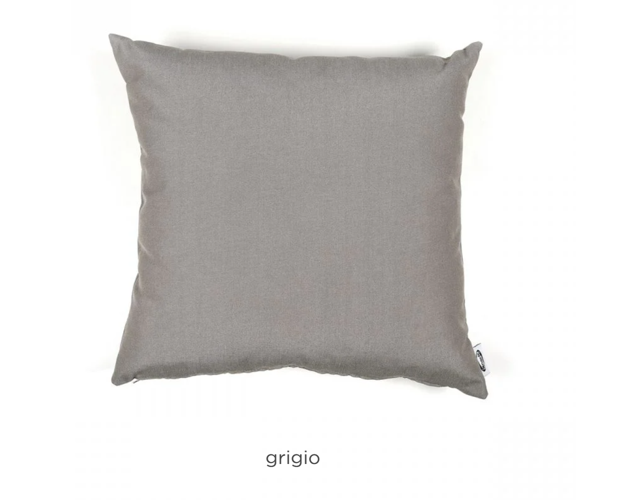 Gray Nardi outdoor cushion with a textile cover, designed for comfortable seating, by Custom Wood Designs.