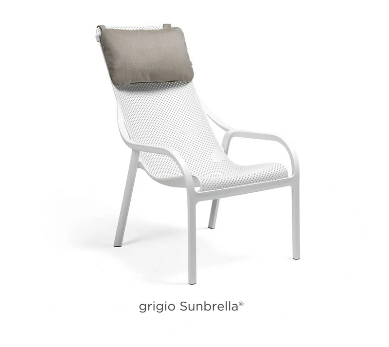 Load image into Gallery viewer, Grey Nardi Net Chair Cushion made of Sunbrella fabric, designed for outdoor lounge chairs, providing comfort and durability.
