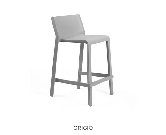 Gray Nardi Trill Mini Stool, outdoor Nardi mini counter stool with modern design, suitable for outdoor patio or garden settings.