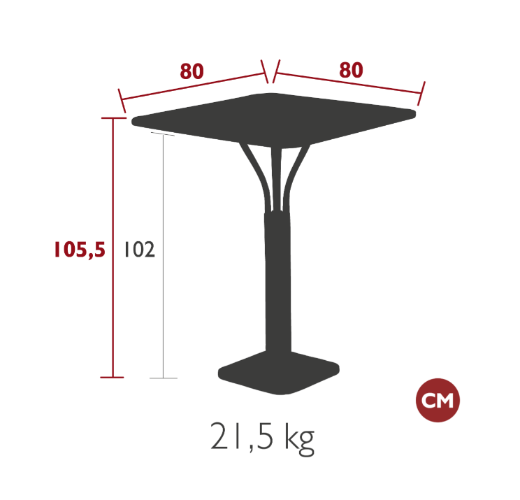Load image into Gallery viewer, Luxembourg high pedestal metal table by Fermob, 80x80 cm, outdoor furniture with sleek design, suitable for patios and gardens.
