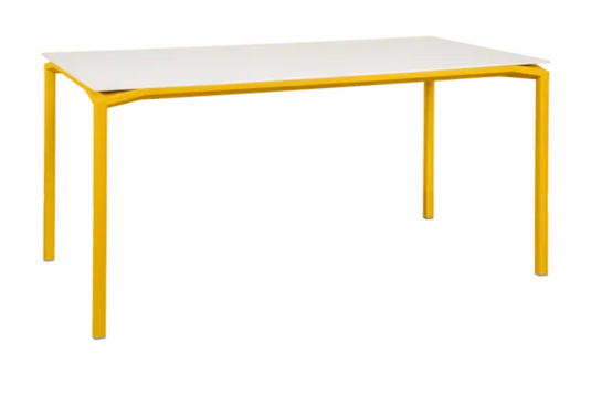 Fermob CALVI AERIS mineral dining table, 160x80 cm, six-seater with sleek tabletop and modern design.