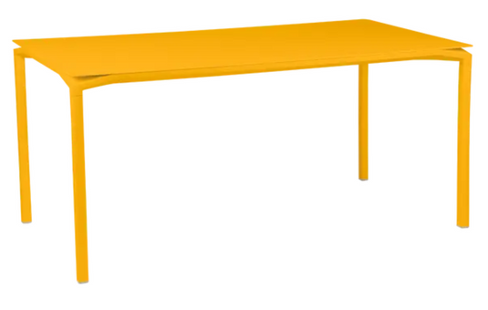 Fermob CALVI rectangular kitchen table, 160x80 cm, honey finish, six-seater with sturdy tabletop and modern design.