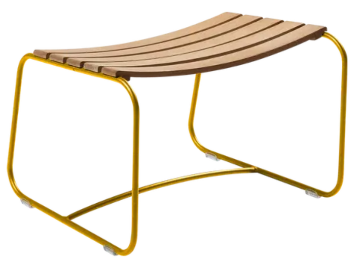 Load image into Gallery viewer, Honey-colored Fermob Surprising Teak Footrest showing smooth teak surface and sturdy design for comfortable leg support.
