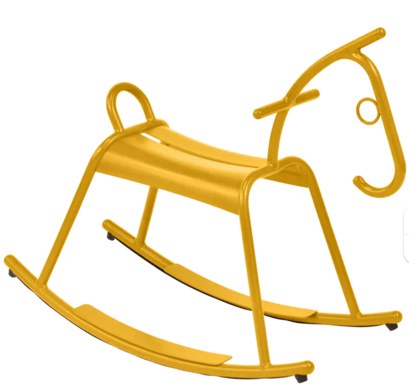 Load image into Gallery viewer, Honey-white Fermob ADADA rocking horse toy for kids' restaurant or waiting area furniture, designed for a playful and inviting space.
