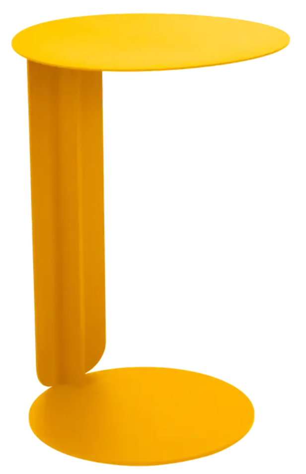 Load image into Gallery viewer, Yellow Fermob Bebop Offset Table with metal frame, outdoor design, suitable for garden or patio seating.
