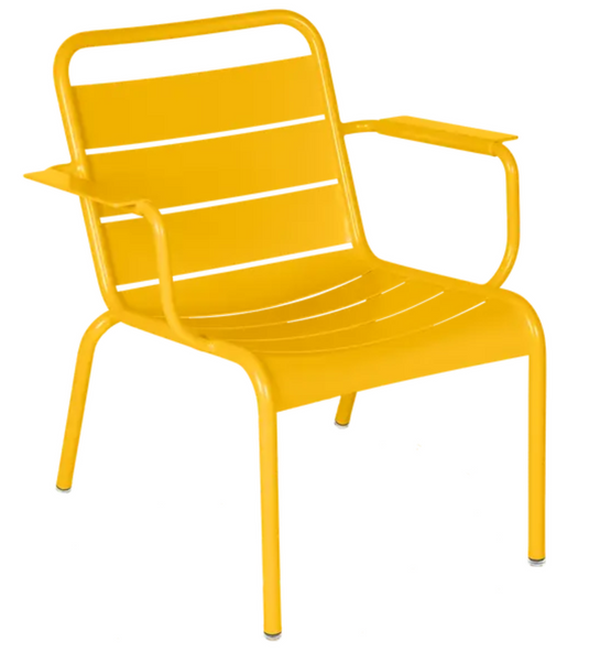 Fermob Luxembourg garden armchair lounge in honey color with a comfortable, modern design for outdoor seating.