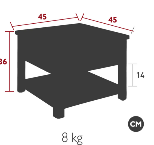 Fermob IBIZA low teak table with built-in storage box, outdoor patio furniture made of durable teak wood.