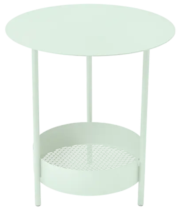 Load image into Gallery viewer, Fermob Salsa pedestal side table in IcMint color, outdoor furniture with a round top and pedestal base.
