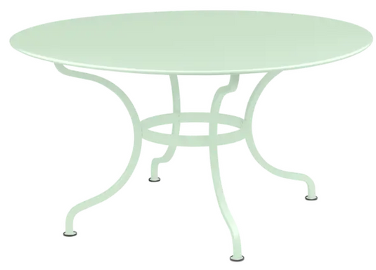Fermob Romane round table with 137cm diameter, seating up to 8 guests, featuring a sleek design and colorful finish.
