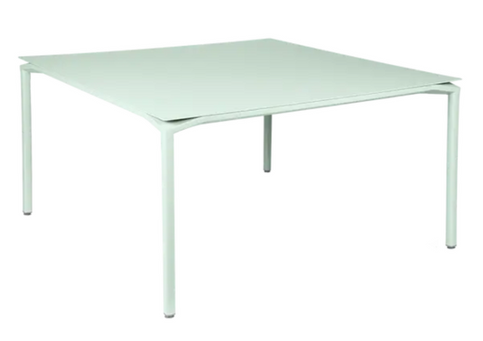 Fermob CALVI square dining table in Ice Mint, 140x140 cm, metal eight-seater table with a modern design.