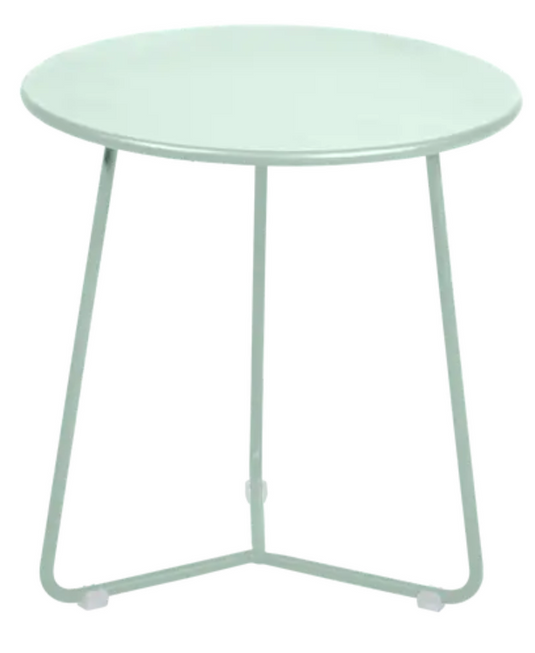 Ice mint Fermob small cocotte occasional table with a round top, 34cm diameter, suitable for versatile home use.