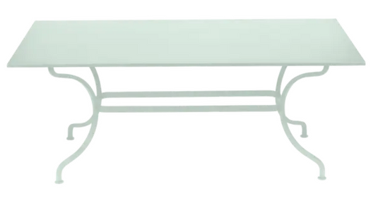Ice Mint Fermob Romane table, 180x100 cm, suited for up to 8 guests, outdoor dining furniture with modern design.