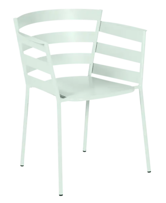 Fermob RYTHMIC outdoor armchair in Ice Mint color with a modern, curved design for outdoor seating.