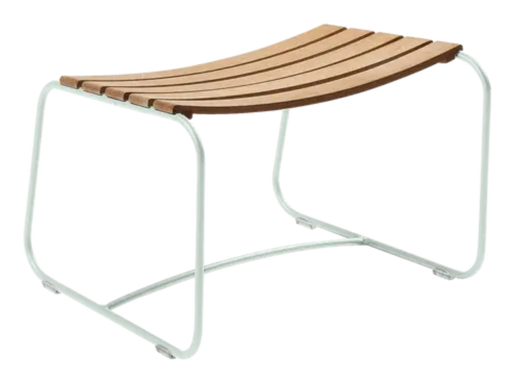Load image into Gallery viewer, Fermob Surprising Teak Footrest in Ice Mint color, showcasing its sleek design and natural teak material for comfortable seating.
