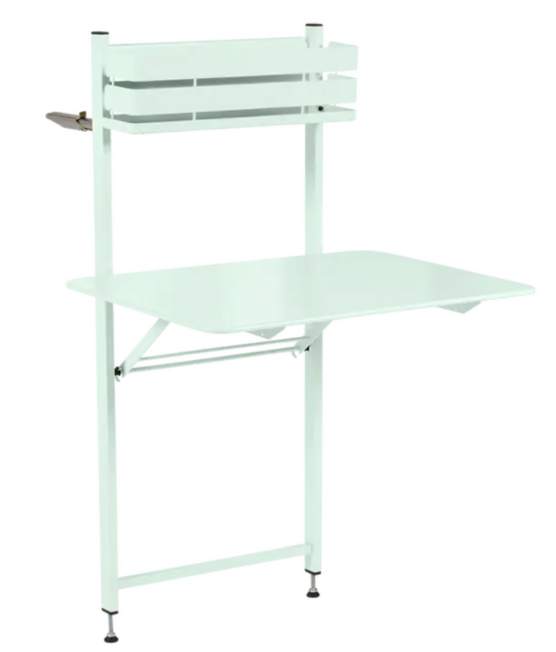 Load image into Gallery viewer, Ice mint Fermob foldable balcony table with metal construction, ideal for apartments, outdoor spaces, or hotel rooms.
