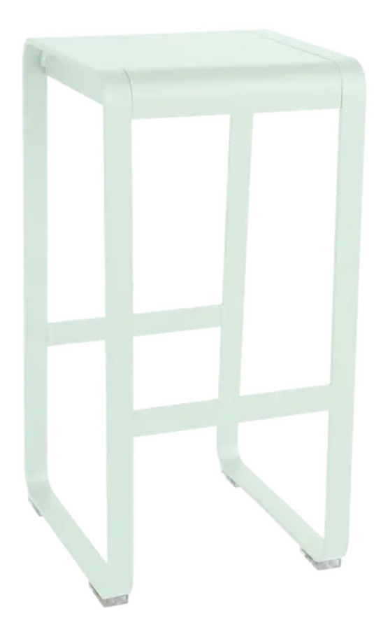 Ice mint Fermob Bellevie bar stool, high outdoor seating with a modern design, shown in a sleek, stylish setting.