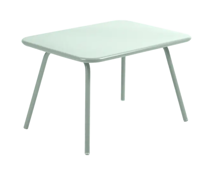 Load image into Gallery viewer, Ice mint blue Fermob Luxembourg kid's children’s table with rounded edges, suitable for play and activities in a corner setting.
