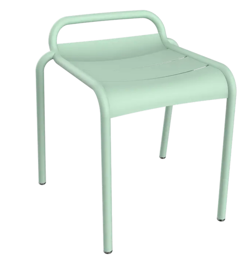 Load image into Gallery viewer, Ice mint Fermob Luxembourg outdoor stool for dining, featuring a sleek metal design and comfortable seating for outdoor spaces.
