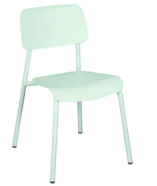 Ice mint Fermob Studie outdoor chair with a sleek, modern design, suitable for garden or patio seating.