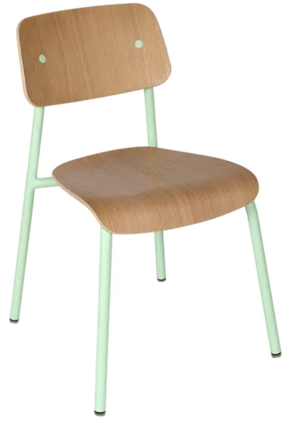 Load image into Gallery viewer, Ice mint Fermob Studie oak chair with a sleek wooden design, suitable for office, restaurant, or home use.
