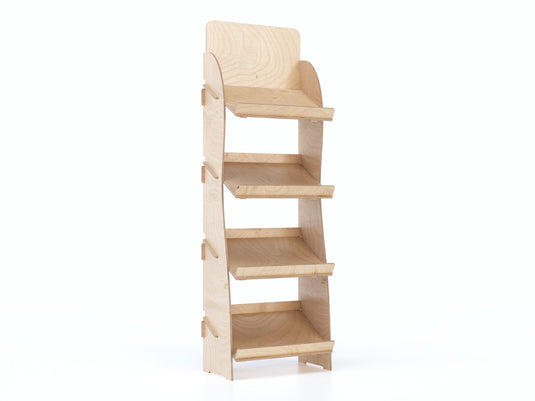 Inclino 4-shelf display stand for retail