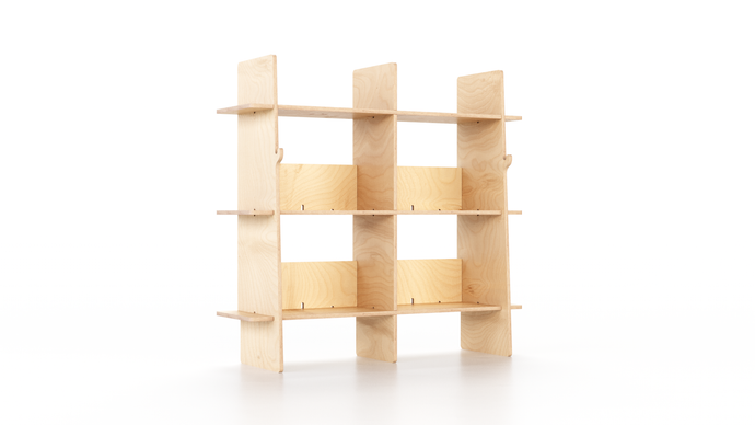 Libreria Karya Exclusive wooden bookshelf made of birch plywood, featuring easy assembly and Nordic-inspired design.