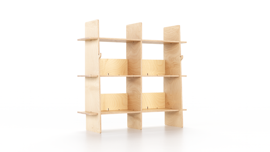 Libreria Karya Exclusive wooden bookshelf made of birch plywood, featuring easy assembly and Nordic-inspired design.