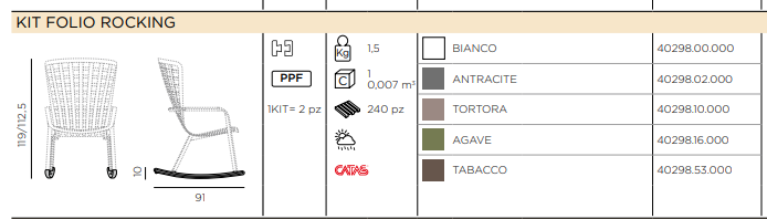 Load image into Gallery viewer, Nardi Folio rocking chair kit for outdoor patio furniture, includes assembled wooden rocking chair with armrests and natural finish.
