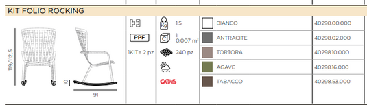 Nardi Folio rocking chair kit for outdoor patio furniture, includes assembled wooden rocking chair with armrests and natural finish.